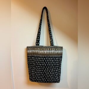 Vera Bradley Zebra Black and White Patterned Tote Bag Safari animal jungle